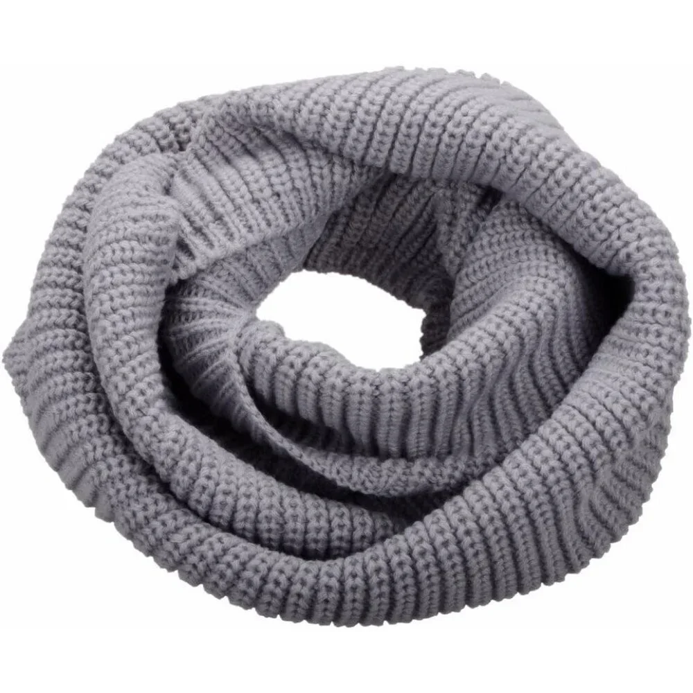 Women's Light Grey Thick Ribbed Knit Winter Infinity Circle Loop Scarf